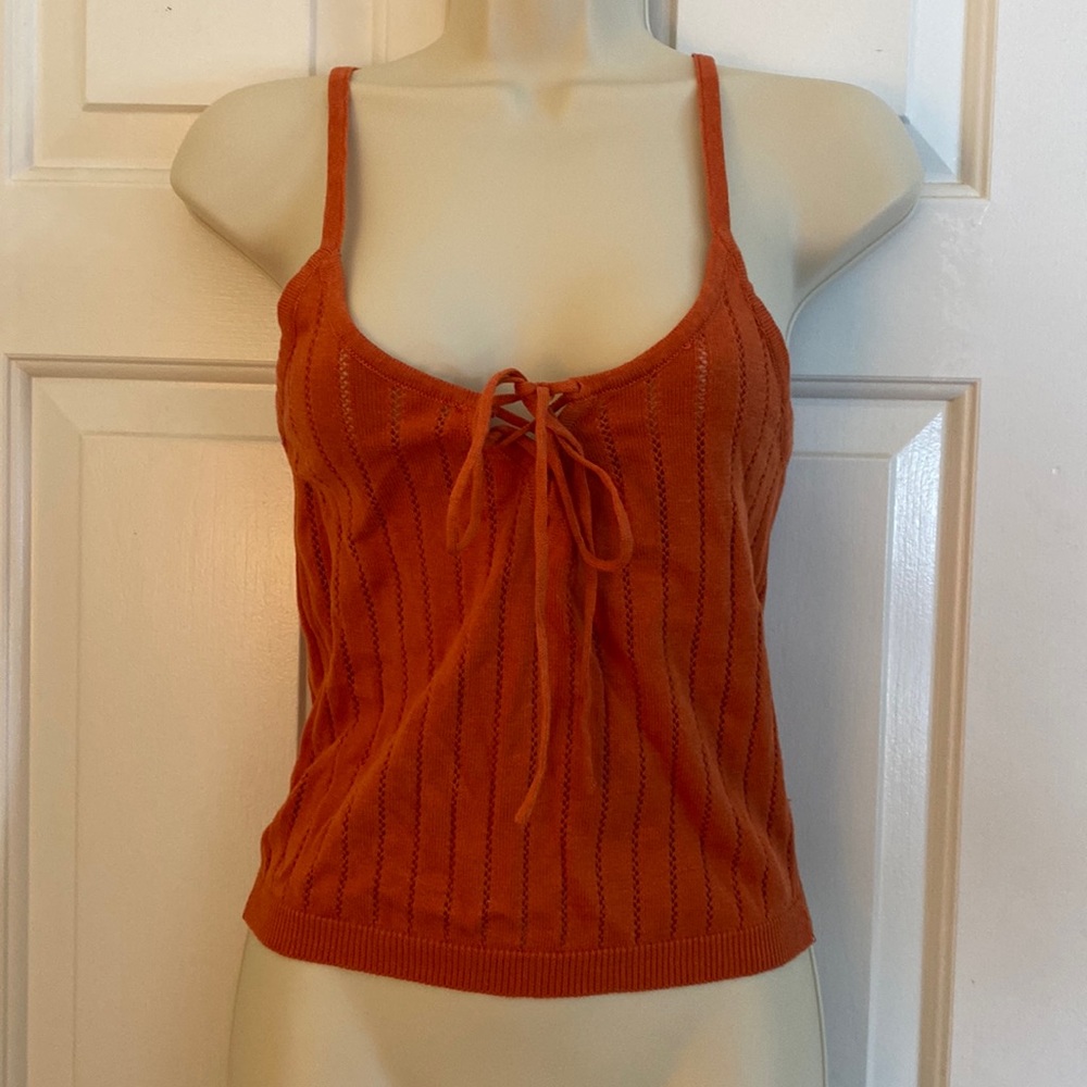 Lace up sweater tank top